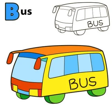 Bus. Coloring book page Stock Illustration