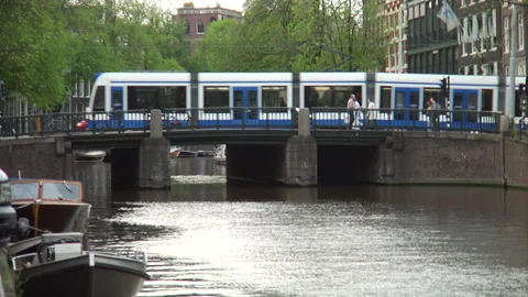 Bus crossing over a bridge Stock Footage 241348671