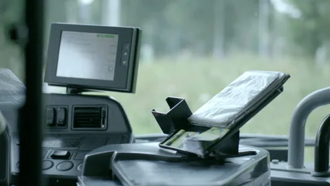 Bus Dashboard Display and Control Cockpit Stock Footage 343978429