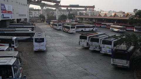 Bus-depot-india Stock Footage 104993524