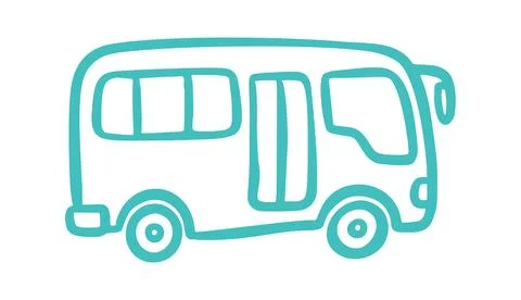 Bus doodle icon. Vector doodle illustration icon isolated on white bg Stock Illustration