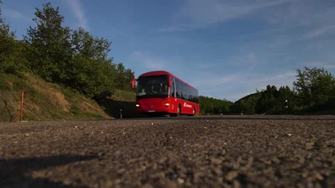 Bus drive on asphalt road in mountain range in summer travel concept 스톡 동영상 244494444