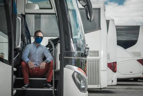 Bus Driver and the Virus Outbreak Lockdown Time Stock Photos