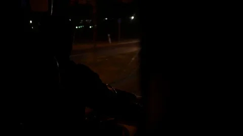 The bus driver rides at night Stock Footage 122911734