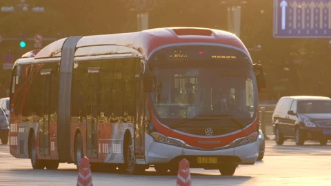 A Bus Driver Wearing a Face Mask Riding In Beijing Stock Footage 165164213