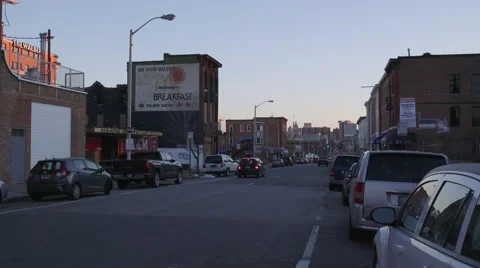 Bus Drives Down Street Stock Footage 59990799