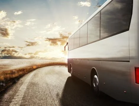 Bus driving on road. 3D Rendering 스톡 일러스트