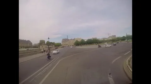 Bus driving through the city streets of Paris France Stock Footage 330238375