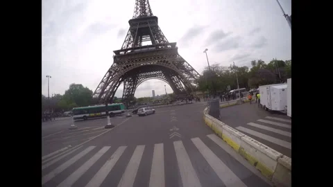 Bus driving through the city streets of Paris France Stock Footage 330240643