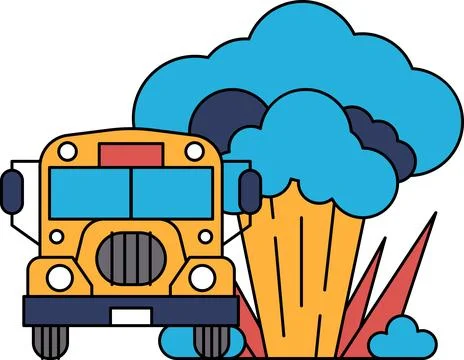 A bus is driving through a cloud of smoke Stock Illustration