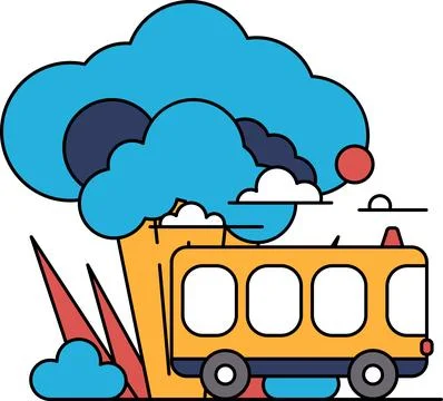 A bus is driving through a storm Stock Illustration