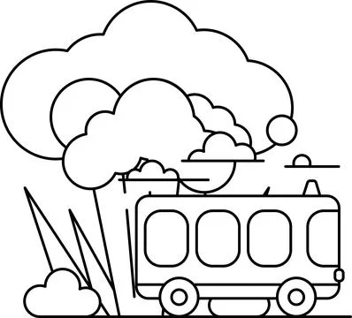 A bus is driving through a storm Stock Illustration