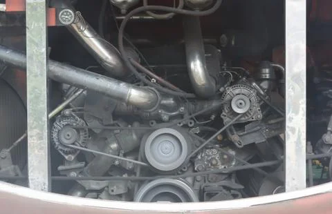 Bus engine are running Stock Photos