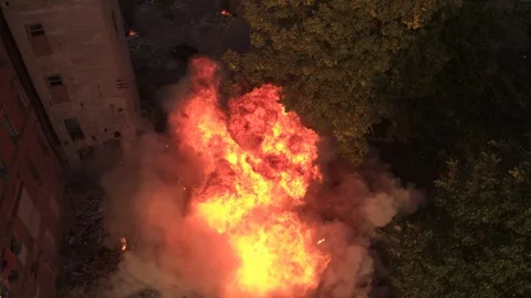 Bus explosion Stock Footage 100063156