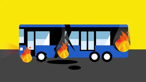 Bus on Fire Stock Footage 335626604