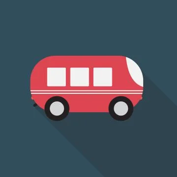 Bus Flat Icon with Long Shadow, Vector Illustration Stock Illustration