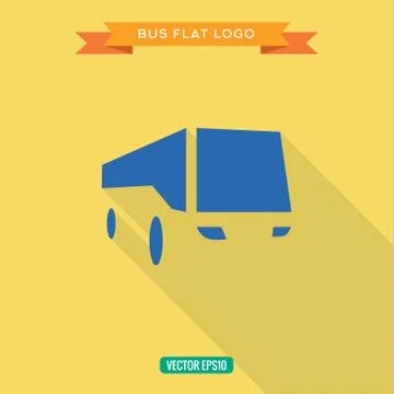Bus Flat style Icon Set vector logo Stock Illustration