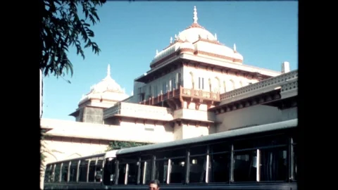 Bus in Front of Palace Stock Footage 276293176