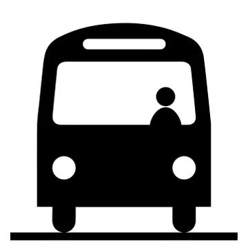 Bus Front View With Driver Conductor. Black and Whie Pictogram Illustration I Stock Illustration
