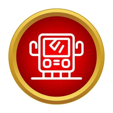 Bus front view icon in red circle Stock Illustration