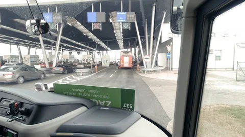 Bus Front window Point of View Stock Footage 127296197