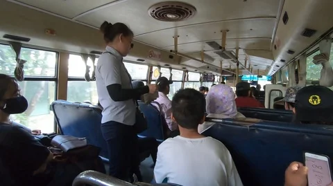 Bus full of passengers in Vietnam Stock Footage 112764410