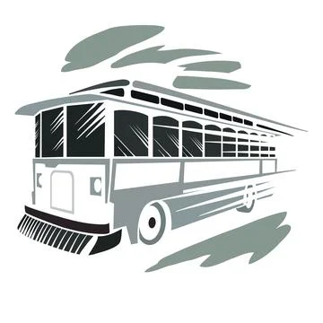 Bus in graphic style, gray color, isolated object on a white background, vect Stock Illustration