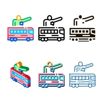Bus guide icon vector minimal outline Stock Illustration