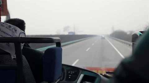 Bus on the highway Stock Footage 34299947