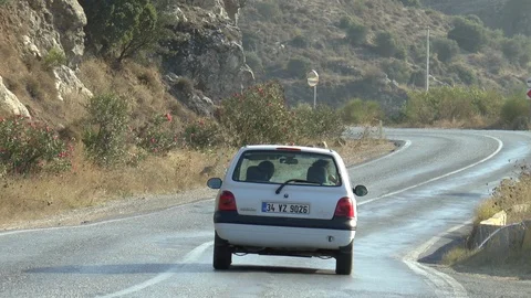 Bus On A Hillside Road Stock Footage 104983359