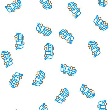Bus home on wheels vector seamless pattern イラスト素材