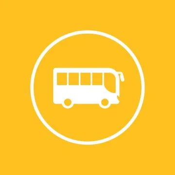 Bus icon in circle, side view, vector illustration Stock Illustration