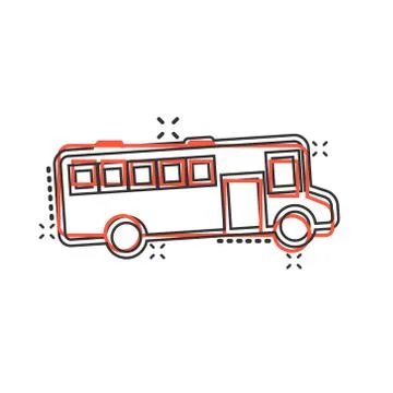 Bus icon in comic style. Coach cartoon vector illustration on white isolated  Stockillustratie