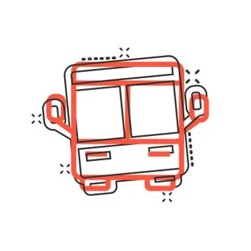 Bus icon in comic style. Coach cartoon vector illustration on white isolated  Stockillustratie