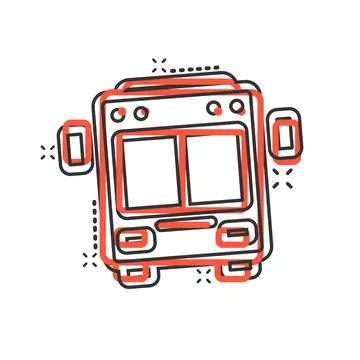 Bus icon in comic style. Coach car cartoon vector illustration on white isola Stockillustratie