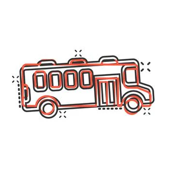 Bus icon in comic style. Coach cartoon vector illustration on white isolated  Stockillustratie