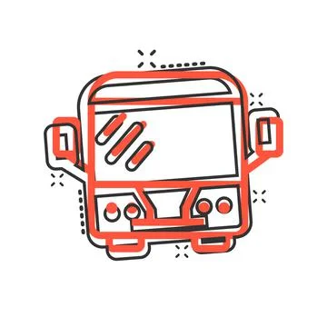 Bus icon in comic style. Coach cartoon vector illustration on white isolated  Stockillustratie