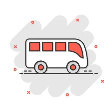 Bus icon in comic style. Coach cartoon vector illustration on white isolated  Stockillustratie