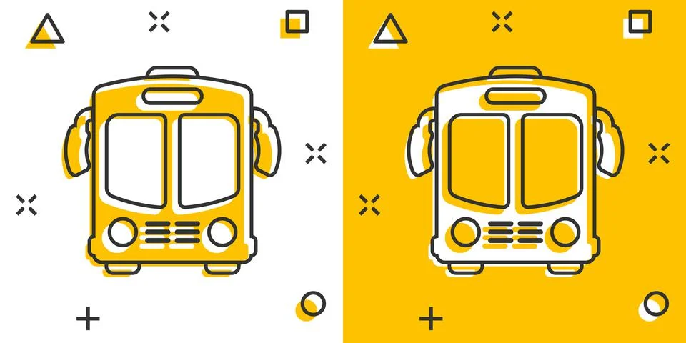 Bus icon in comic style. Coach car cartoon vector illustration on white isola Stockillustratie