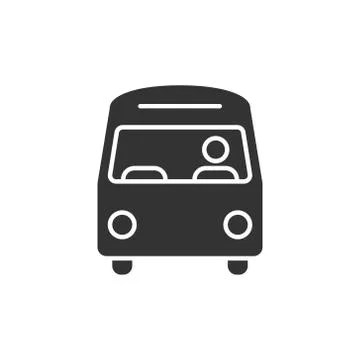 Bus icon in flat style. Coach vector illustration on white isolated backgroun Stock Illustration