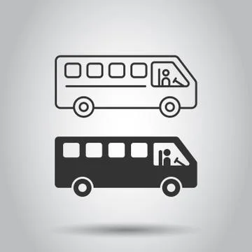 Bus icon in flat style. Coach vector illustration on white isolated backgroun Stock Illustration