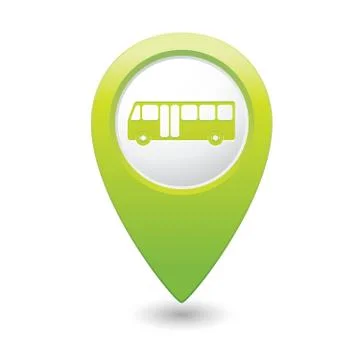 Bus icon green map pointer Stock Illustration
