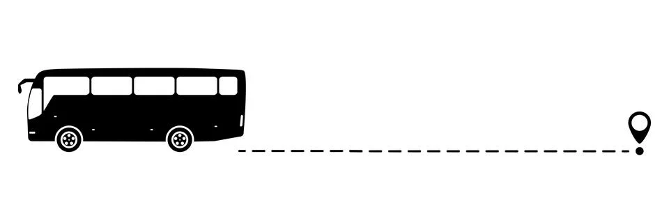 Bus icon with line start point. Stock Illustration