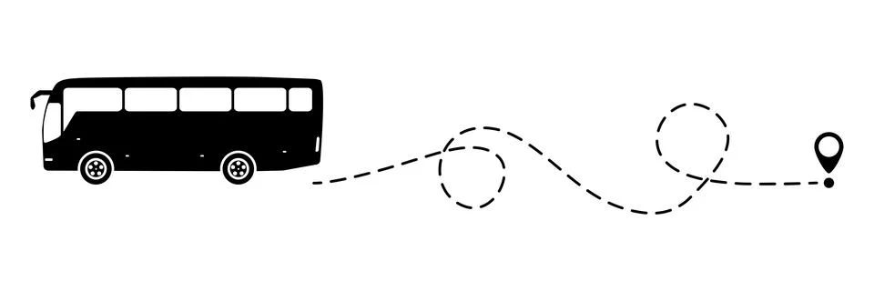 Bus icon with line start point. Stock Illustration