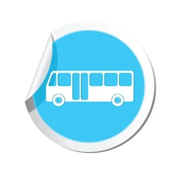 Bus icon round blue Stock Illustration