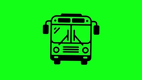 Bus icon silhouette animation front view symbol on green screen 4K motion Stock Footage 323006256