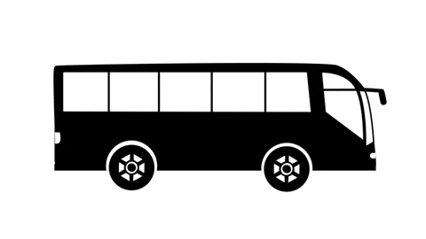 Bus Icon Silhouette Flat Animation Stock Footage 335851484