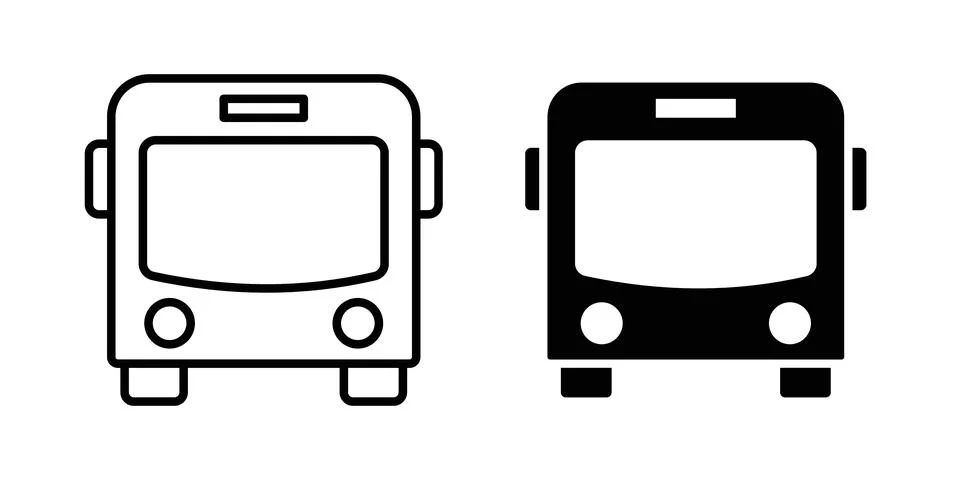 Bus icon thin line and clipart style vector set Stock Illustration