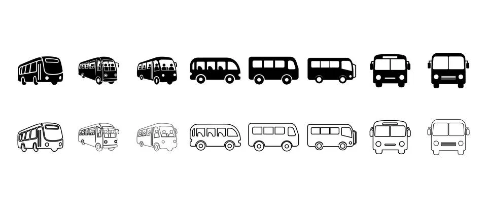 Bus icons set Stock Illustration