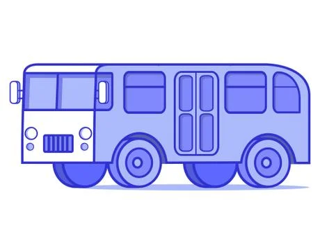 Bus icon.Small bus.Flat vector blue line art.Element for design of a game or  Stock Illustration
